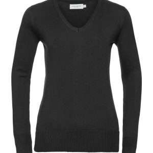 Russell Collection Ladies Cotton Acrylic V Neck Sweater