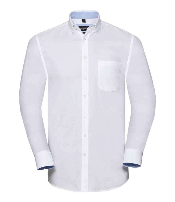 Russell Collection Tailored Long Sleeve Washed Oxford Shirt