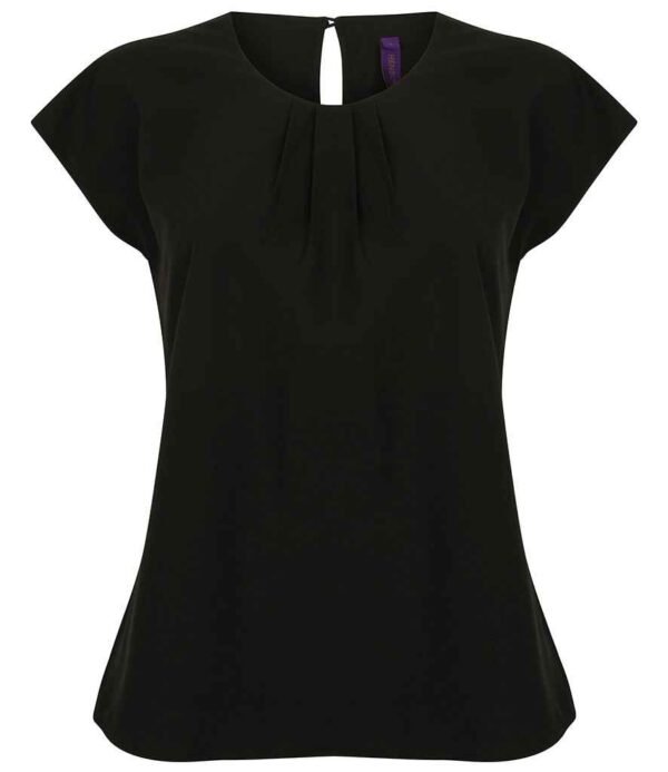 Henbury Ladies Pleat Front Short Sleeve Blouse