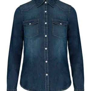 Kariban Ladies Long Sleeve Denim Shirt