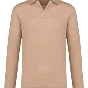 Native Spirit Long Sleeve Linen Polo Shirt