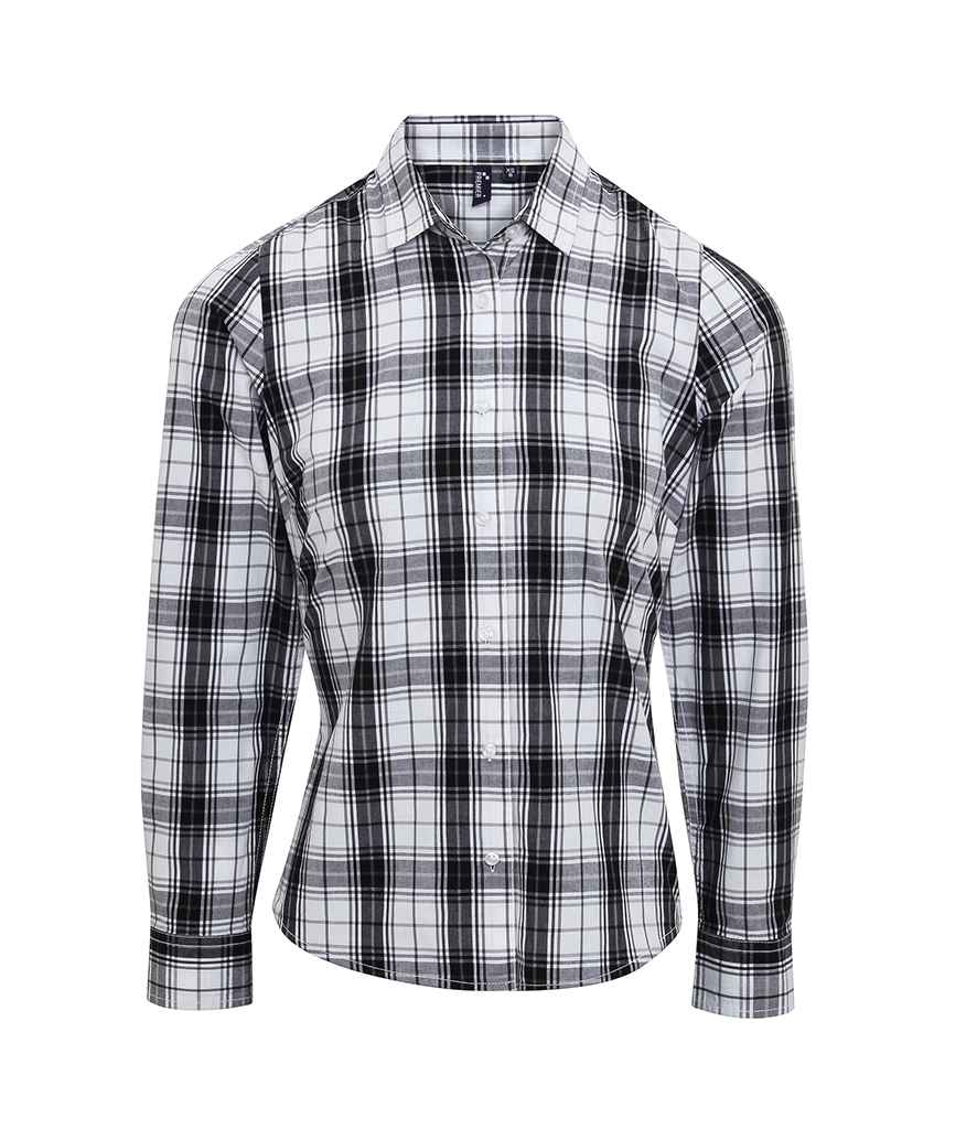 Premier Ladies Ginmill Check Long Sleeve Shirt